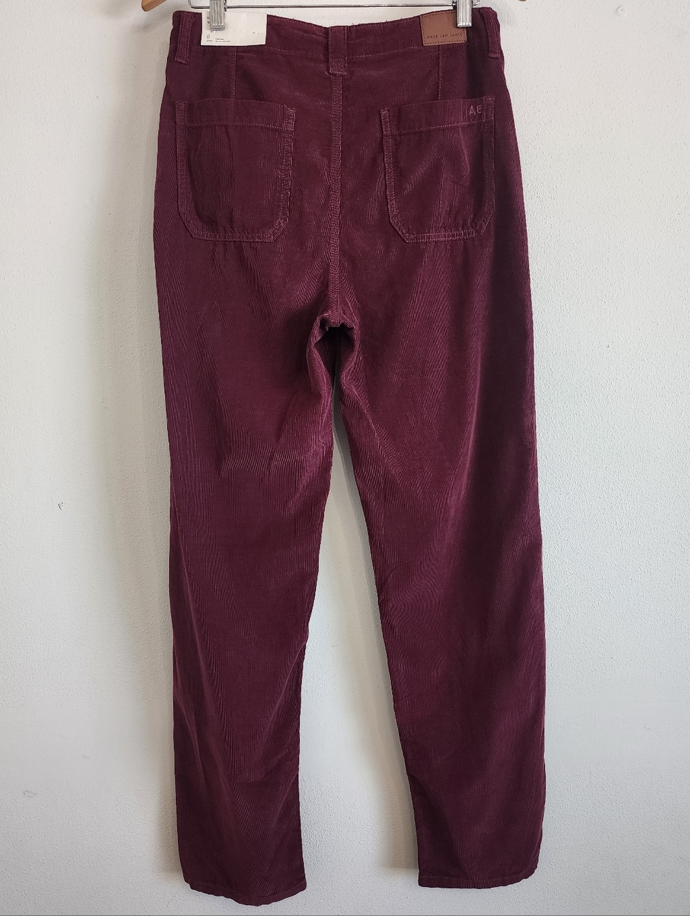 American Eagle Baggy Mom Corduroy Pant NWT High Rise Burgundy Size 8 - Picture 5 of 11